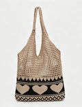Casual Heart Knitted Hollow Out Shoulder Bag 6W10BBG1794