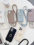 Solid Color Faux Leather Crossbody Wallet iPhone Case 6Z13HPC200