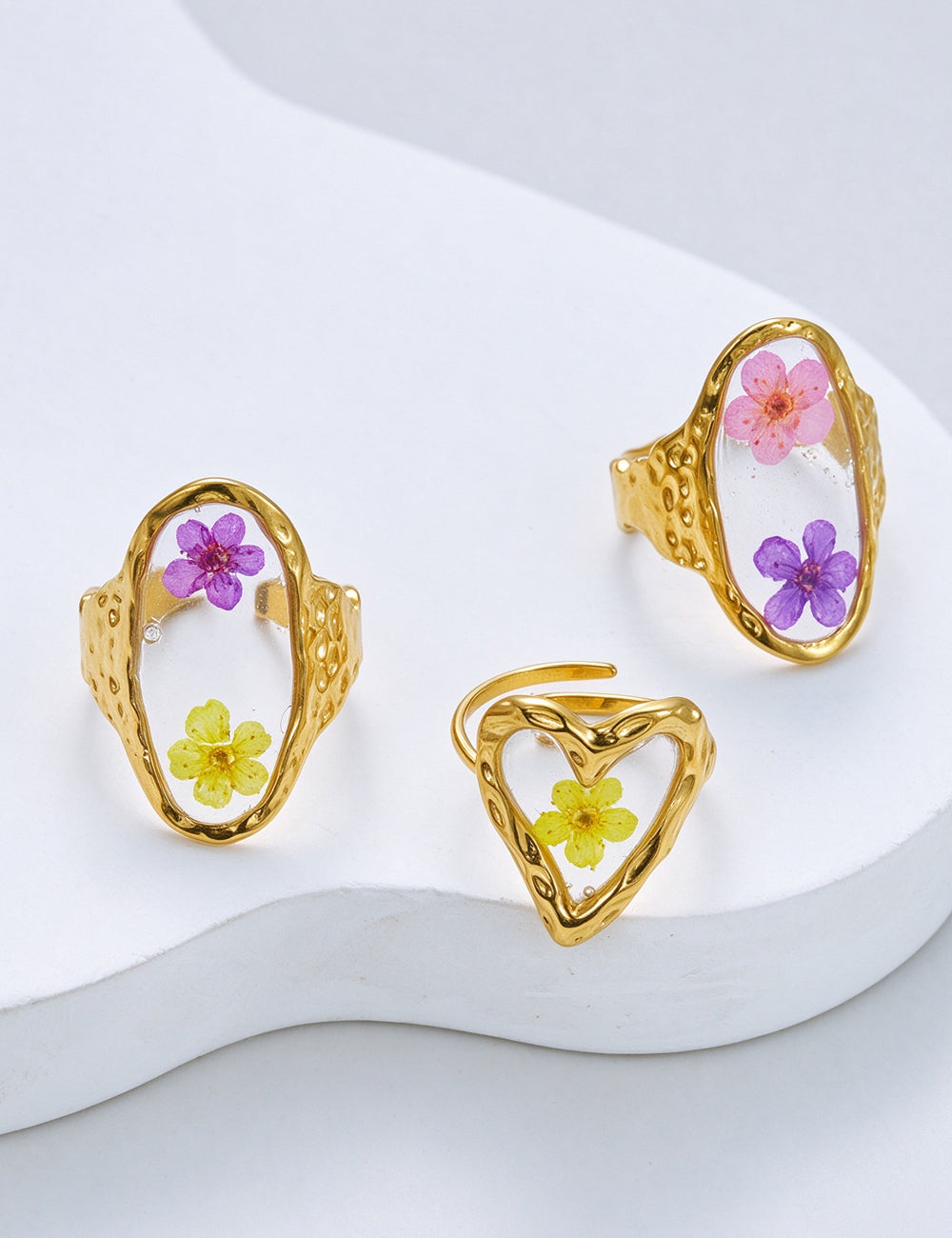 Resin Flower Open Ring - DippedShop Wholesale - #2195