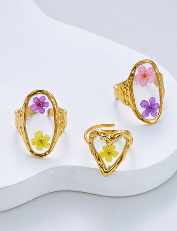 Resin Flower Open Ring - DippedShop Wholesale - #2195