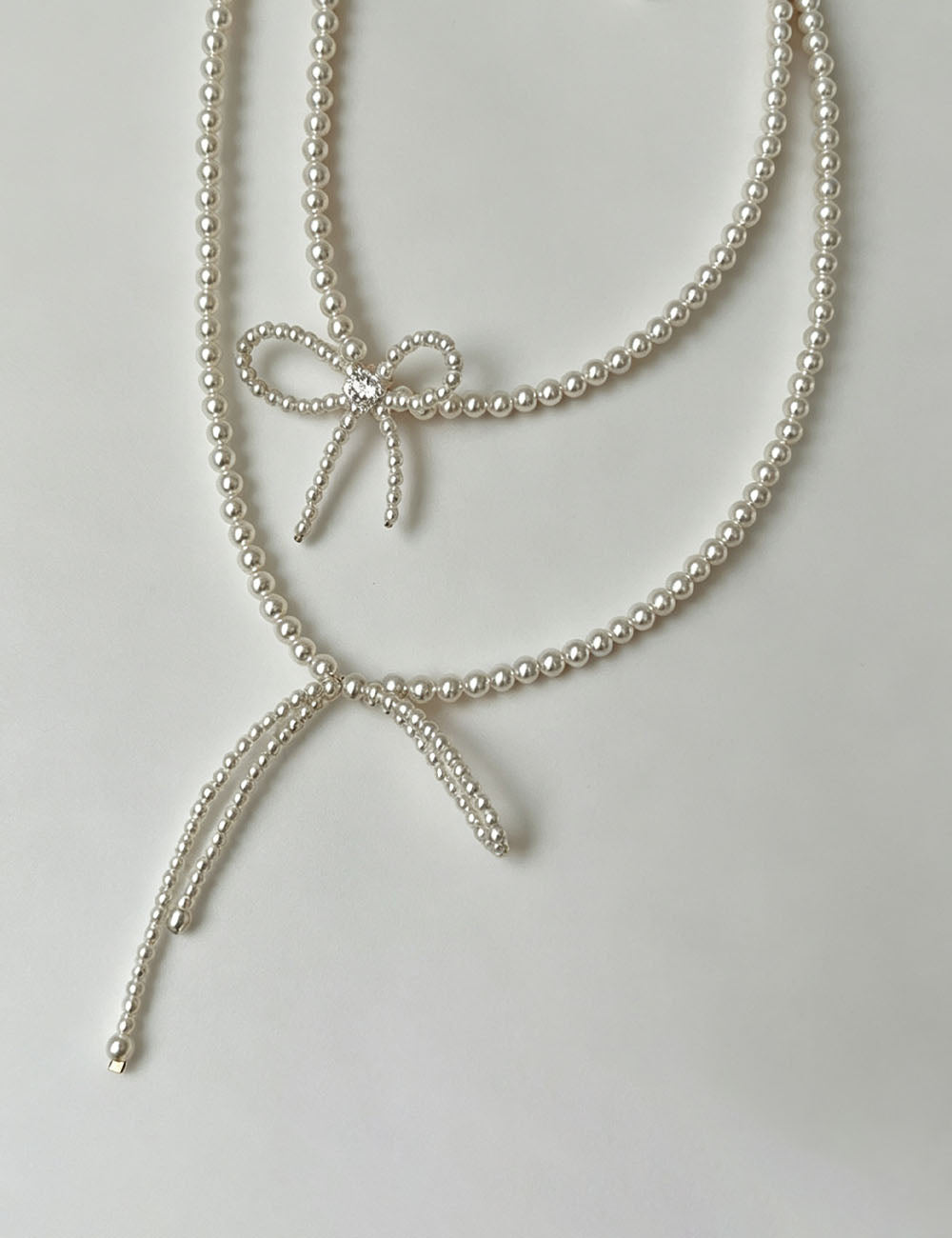 Bow Knot Pearl Chain Necklace - DippedShop Wholesale - #3507