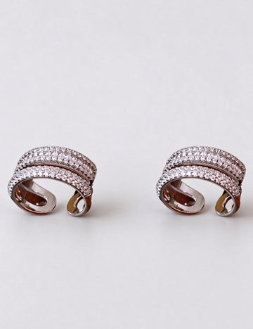 Chunky Double-Layer Cubic Zirconia Open Ring 6W6JRG380