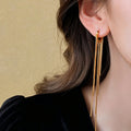 Minimalist Gold Plated Long Tassel Hoop Earrings 6W6JER731