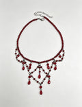 Dark Gothic Blood Red Crystal Beaded Fringe Choker 6W6JNC880