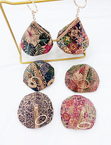 Cute Floral Print Cork Triangle Mini Coin Case 6S10BWB109