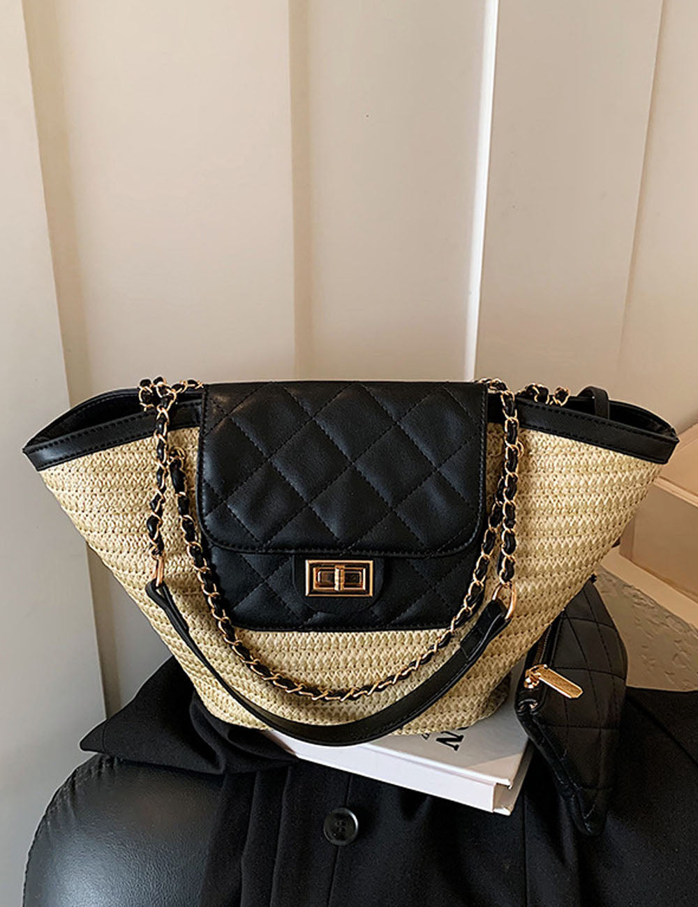 Elegant Raffia Basket Large Capacity Shoulder Bag 6W10BBG1850
