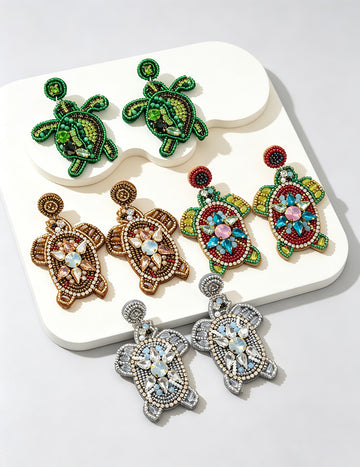 Tortoise Pendant Dangle Earrings - DippedShop Wholesale - #8931