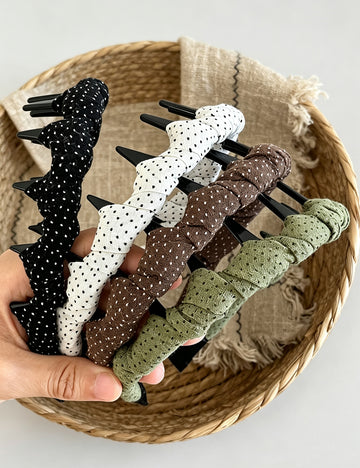 Simple Polka Dot Color Block Toothed Headband 6W6HBD381