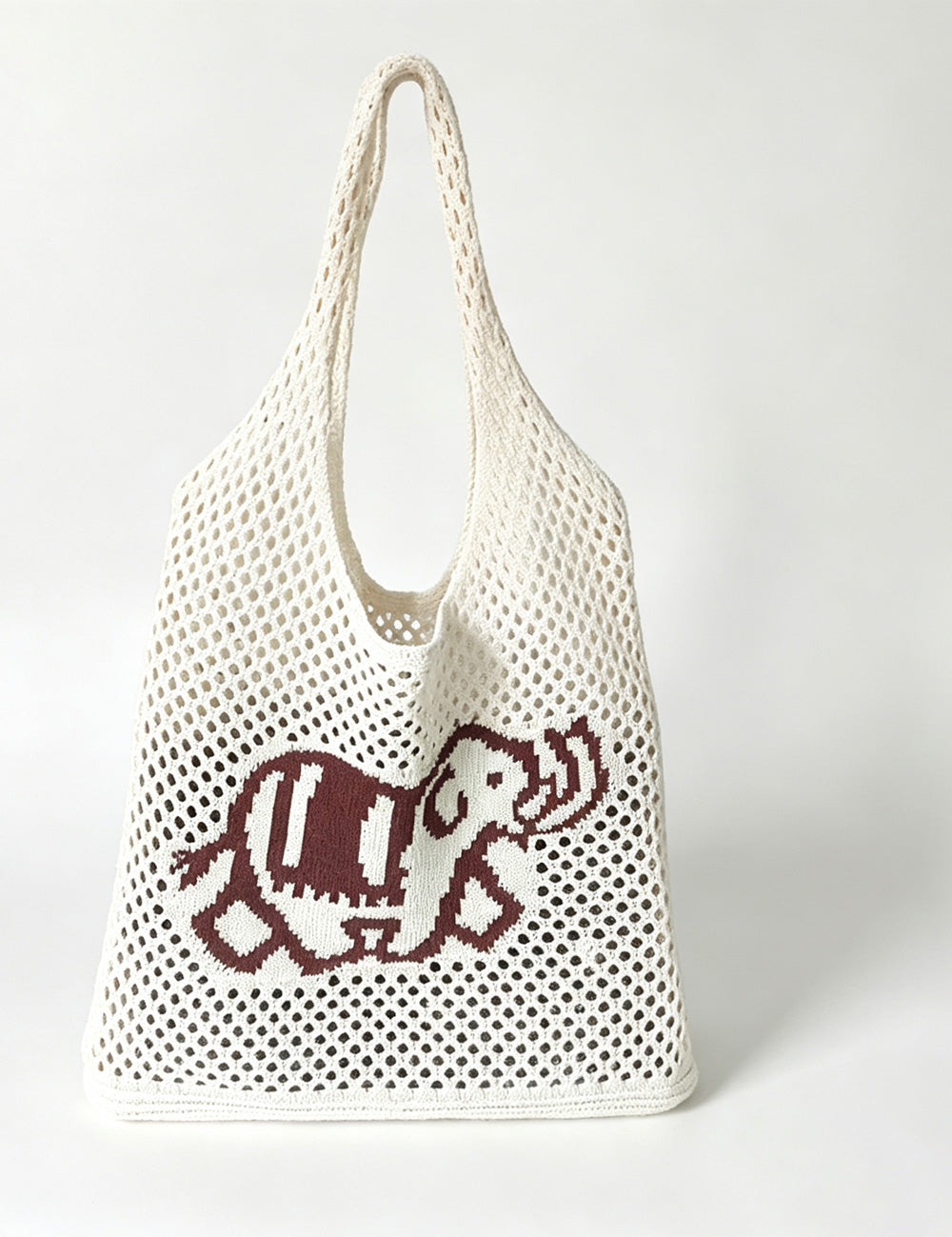 Vintage Elephant Print Hollow Knit Shouder Bag 6W10BBG1771