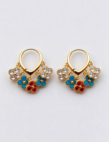 Vintage Gold Plated Four-Leaf Clover Hoop Earring 6W6JER814