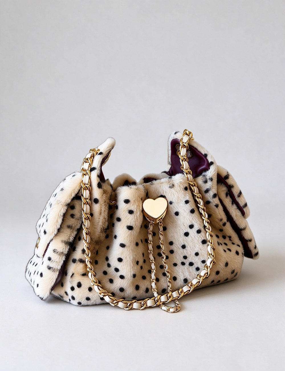 Plush Polka Dot Chain Crossbody Shoulder Bag 6W10BBG2404