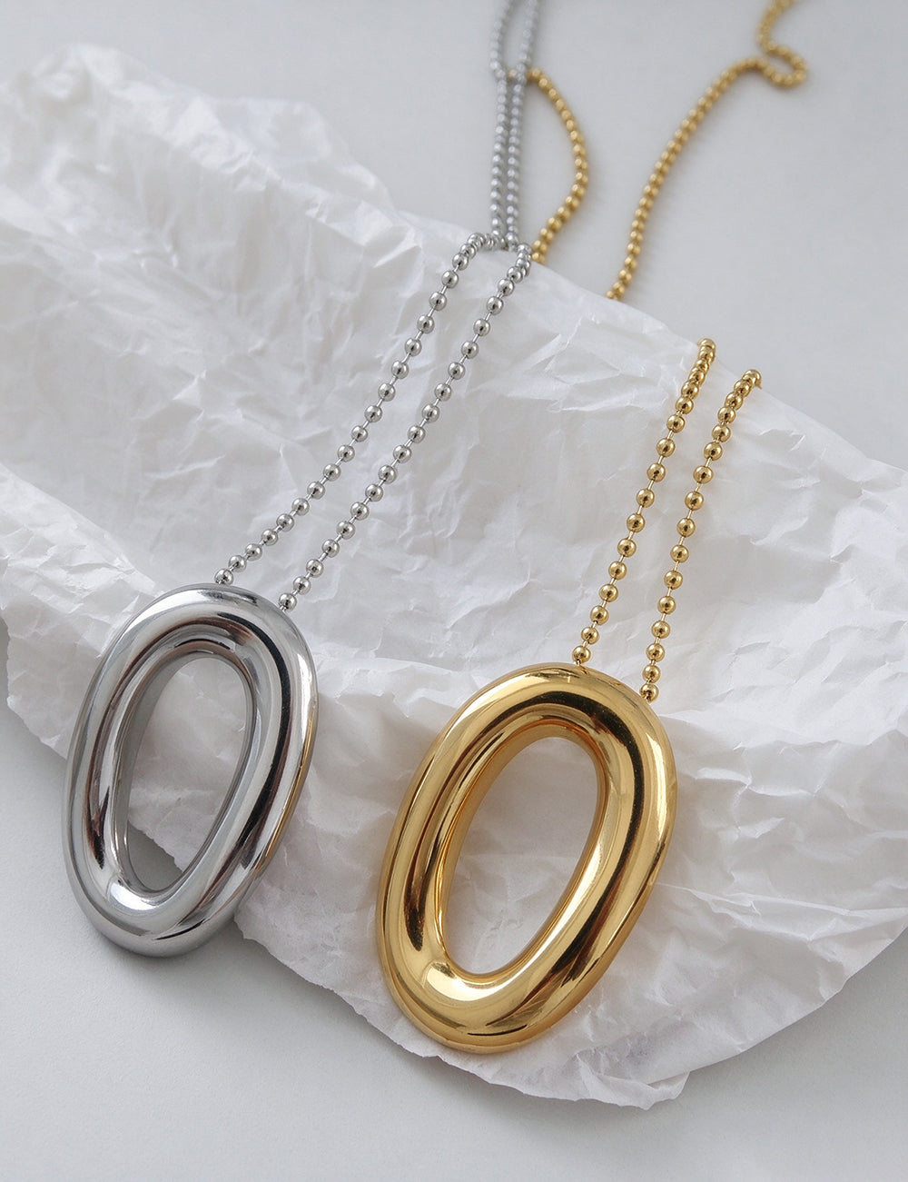Minimalist Irregular Oval O-Ring Pendant Necklace 6W6JNC1066