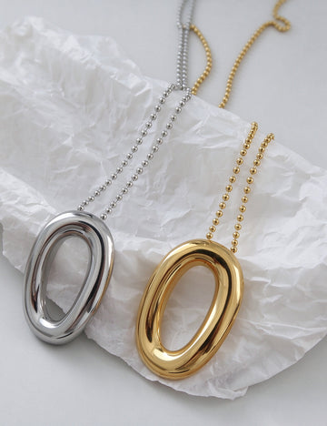 Minimalist Irregular Oval O-Ring Pendant Necklace 6W6JNC1066