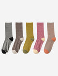 Color Contrast Striped Soft Crew Socks 6W8FSO700