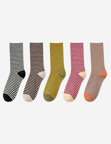 Color Contrast Striped Soft Crew Socks 6W8FSO700