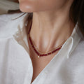Elegant Red Beaded Cubic Zircon Chain Neckalce 6W6JNC1030