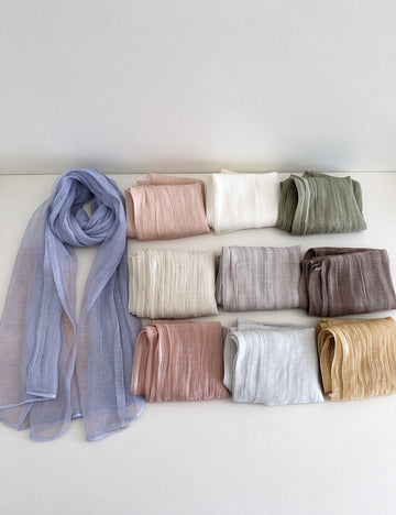 Solid Color Thin Mesh Long Silk Scarf 6W6NSC233