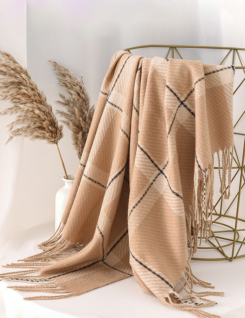 Color Block Plaid Scarf - DippedShop Wholesale - #8451
