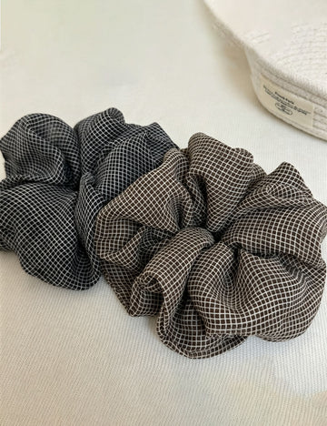Minimalist Plaid Print Hair Scrunchies 6W6HSR381