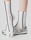 Color Contrast Striped Breathable Crew Tabi Socks 6W8FSO535
