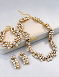 Vintage Rhinestone Rattan Splice Pearl Necklace 6W6JNC949
