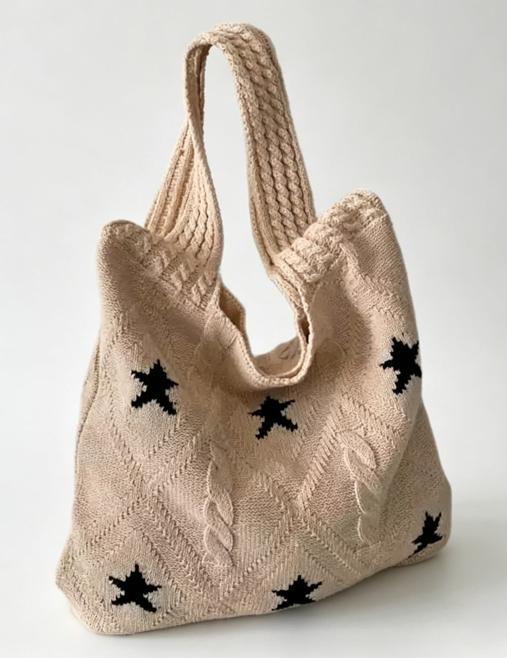 Retro Star Color Block Knit Shoulder Bag 6W10BBG1766
