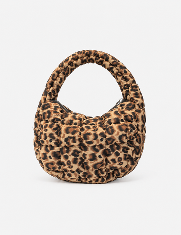 Vintage Leopard Print Ruched Puffer Cloud Bag 6W10BBG1803