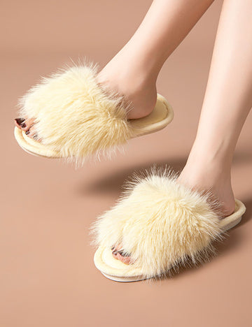 Fluffy Plush Indoor Slippers - DippedShop Wholesale - #9155