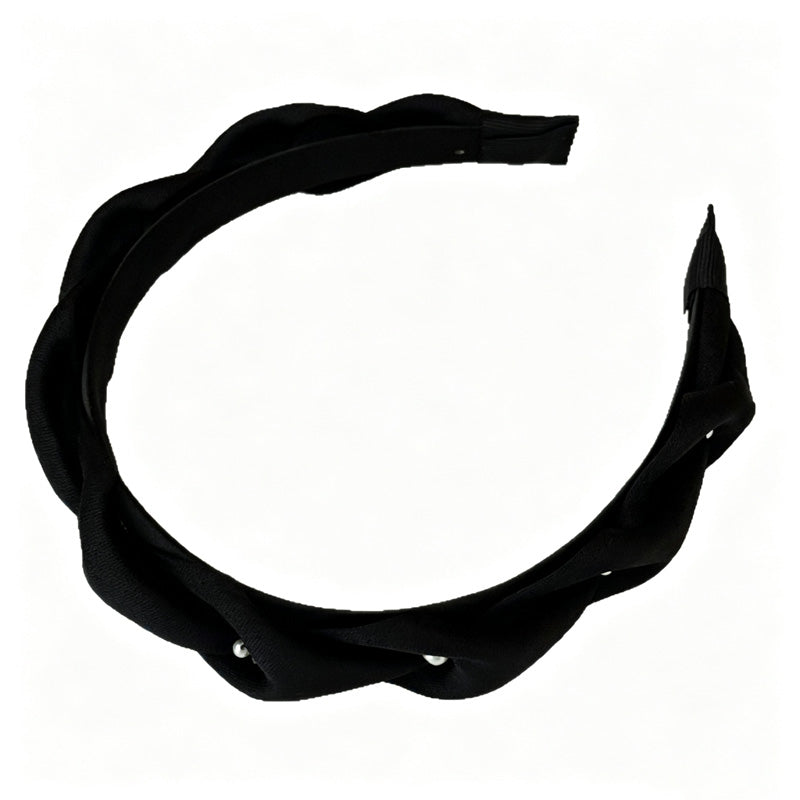 Elegant Pearl Braided Satin Wide Headband 6W6HBD312