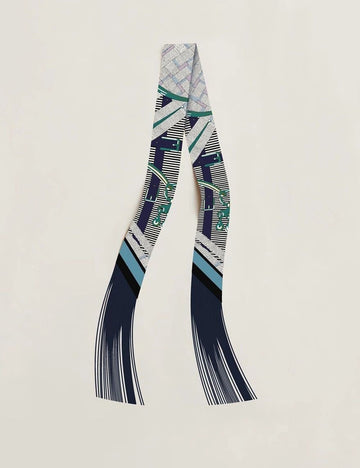 Simple Striped Print Tassel Silk Scarf 6W6NSI247