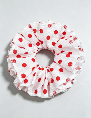 Sweet Layered Polka Dot Stripe Ruffle Scrunchie 6W6HSR469