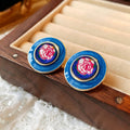 French Style Enamel Gold Plated Stud Earrings 6W6JER760