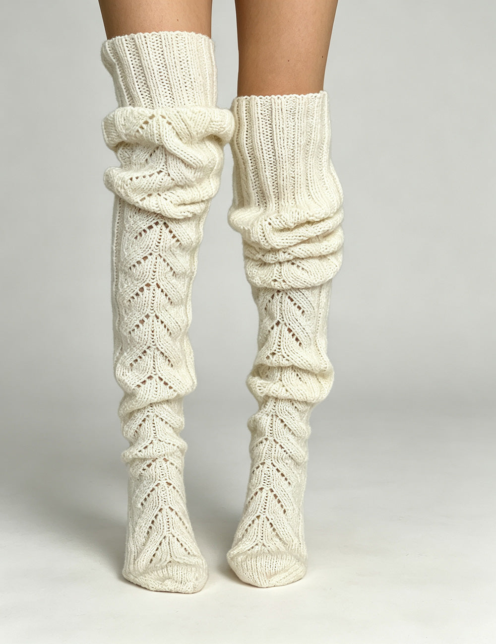 Hollow Out Knit Slouch Thigh High Socks 6W8FSO888
