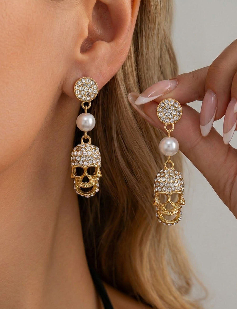 Halloween Rhinestone Skeleton Ghost Tassel Earrings 6W6JER550
