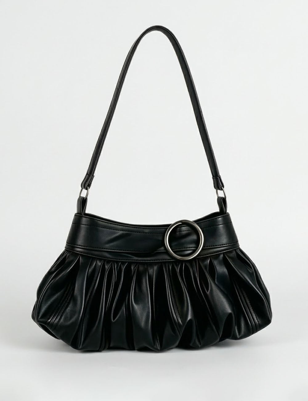 Black Ruched Crescent Underarm Bag 6W10BBG2010