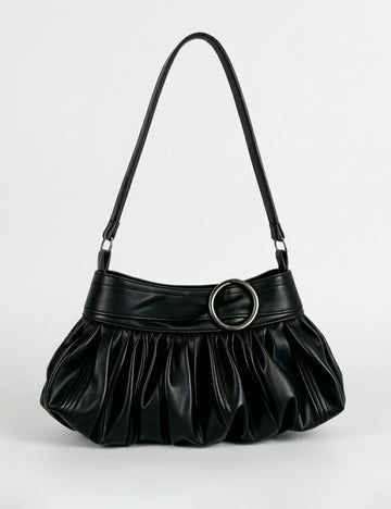 Black Ruched Crescent Underarm Bag 6W10BBG2010
