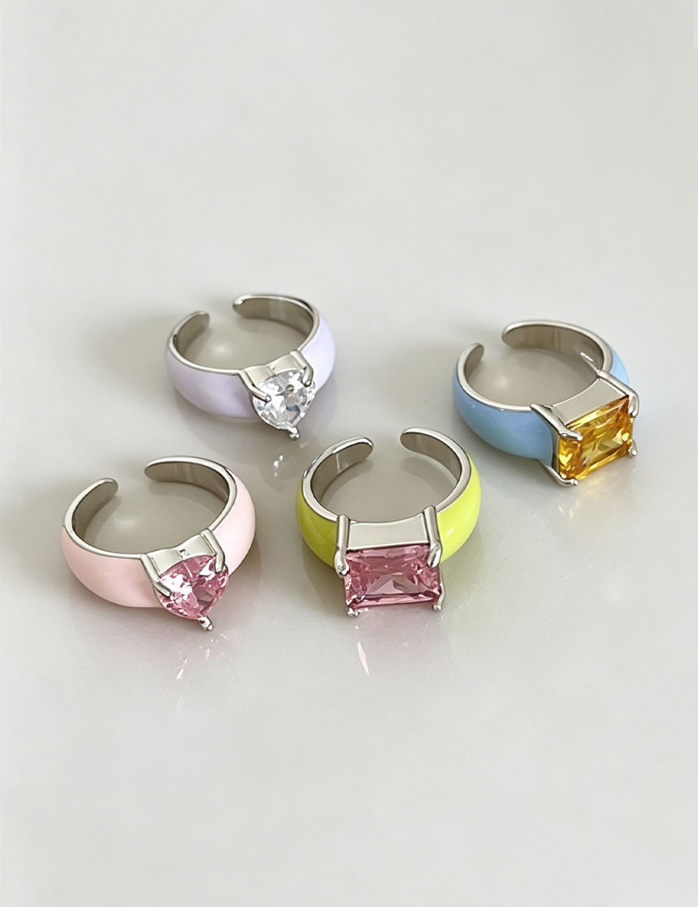Enamel Heart Rhinestone Ring - DippedShop Wholesale - #7587