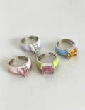 Enamel Heart Rhinestone Ring - DippedShop Wholesale - #7587