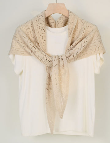 Minimalist Hollow Out Solid Color Knit Triangle Shawl 6W6NSC49