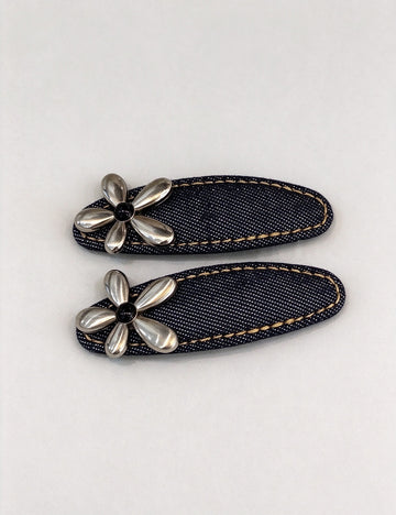 Irregular Flower Denim Hair Pin - DippedShop Wholesale - #1939