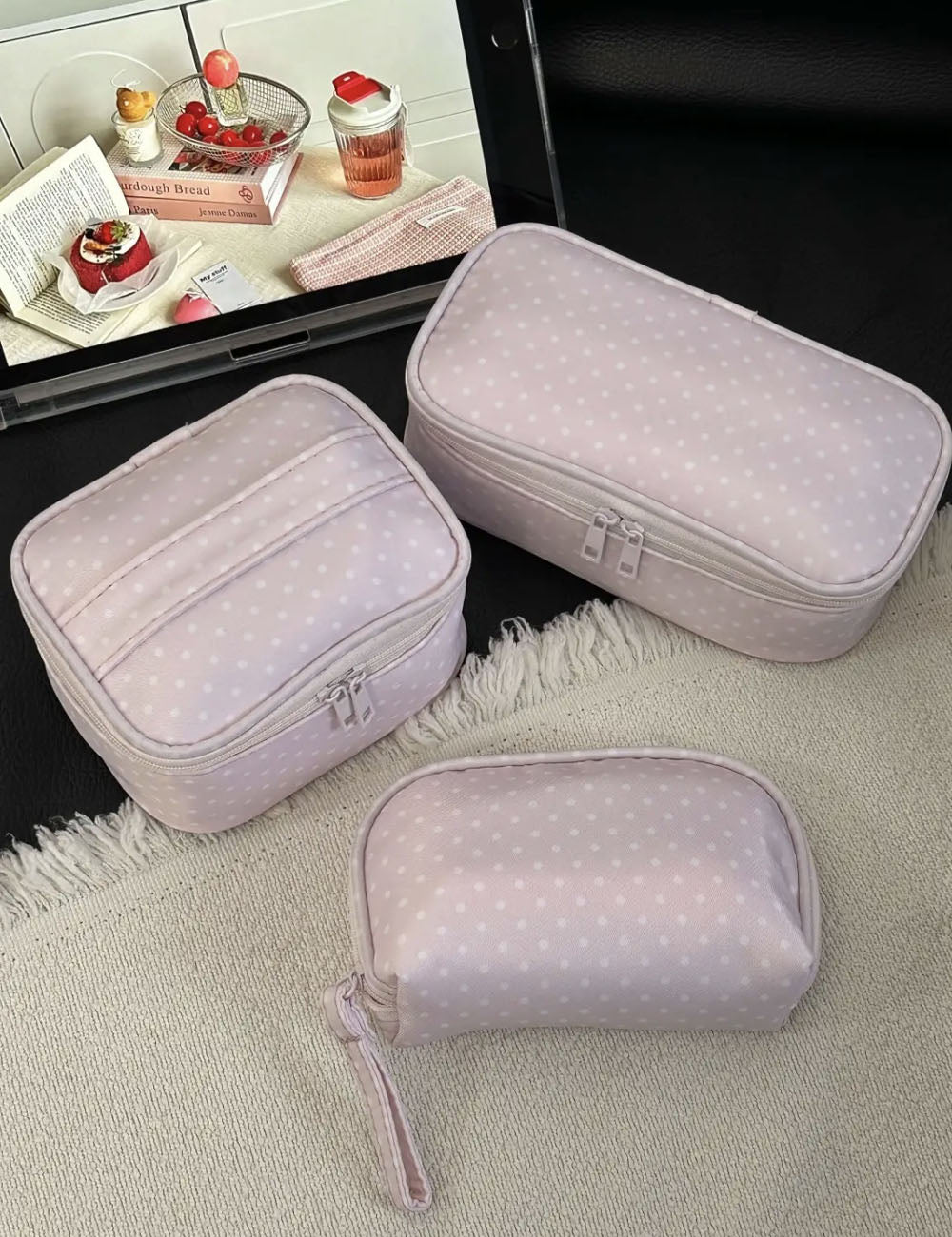 Cute Polka Dots Portable Makeup Bag MK2BW6S10BOB78