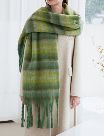 Elegant Striped Soft Thick Warm Tassel Scarf 6W6NSC83