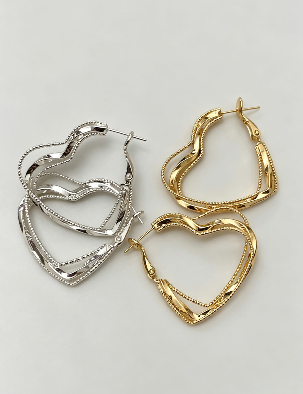 Chunky Heart Hoop Earrings - DippedShop Wholesale - #7155