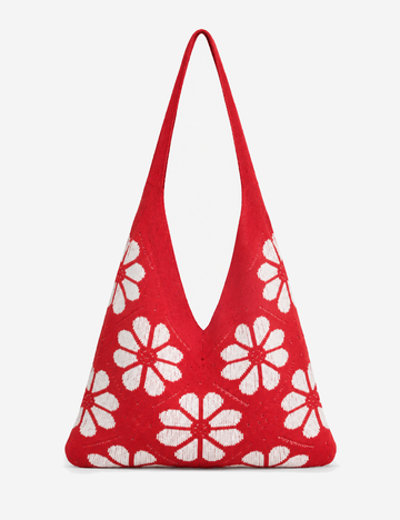 Fresh Color Block Flower Knitted Tote Hnadbag 6W10BBG1789