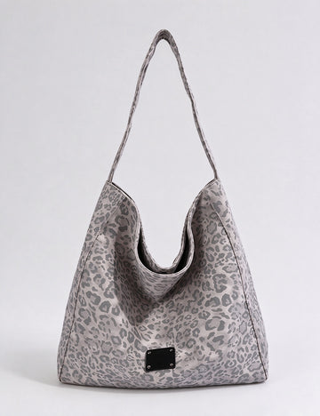 Vintage Cold-Grey Leopard Tote Bag 6W10BBG2367