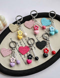 Cute Heart Beaded Chain Keychain Bag Charm 6W10BBC410