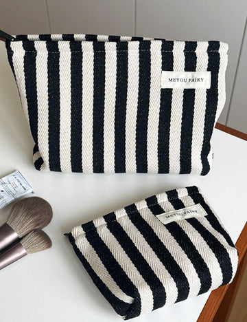 Minimalist Striped Canvas Portable Makeup Bag MK2BW6S10BOB68