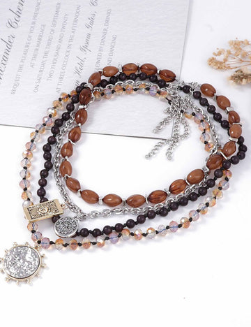 Vintage Beaded Chain Multi Layer Necklaces 6W6JNC621