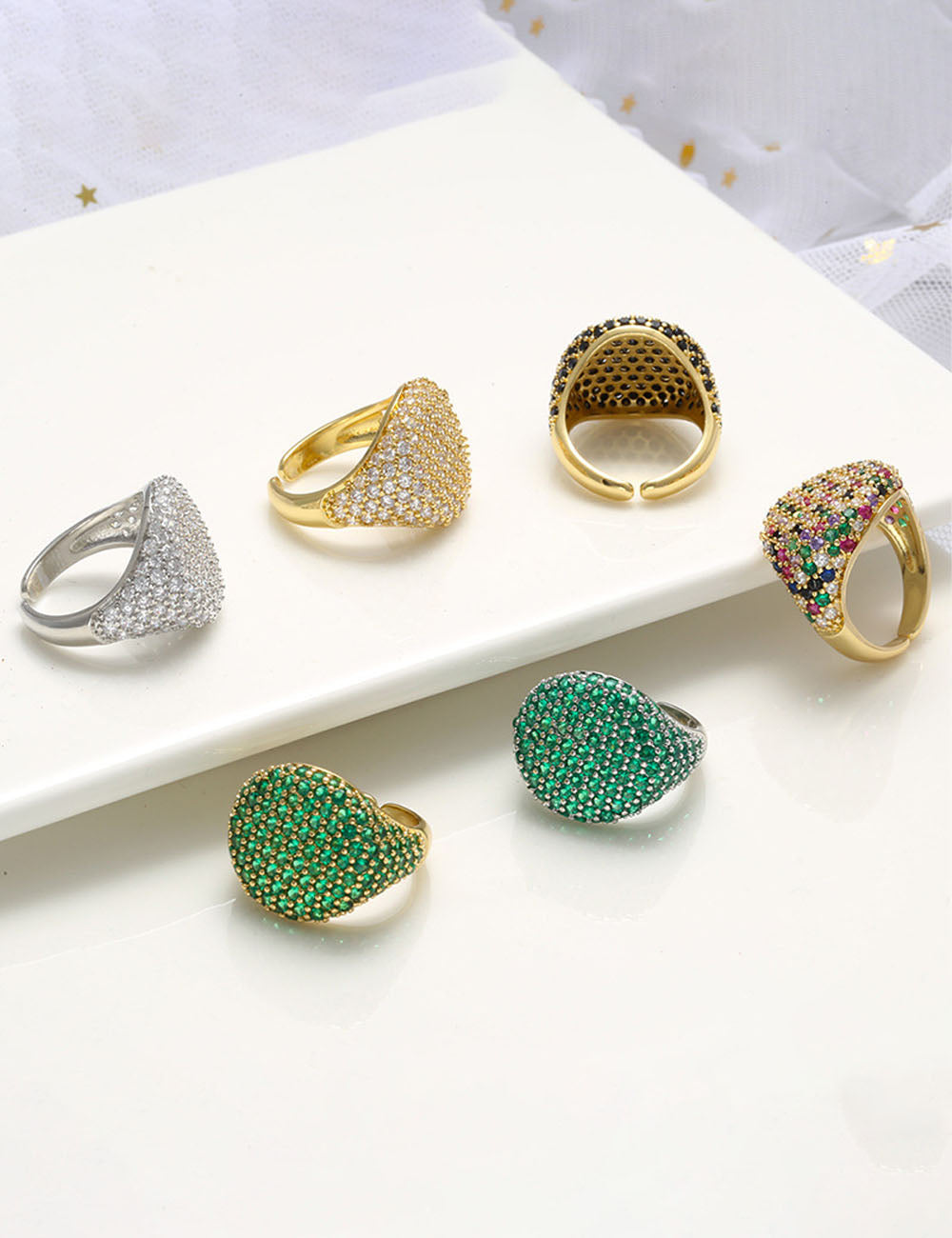 Colorful Sparkly Rhinestone Open Adjustable Ring 6W6JRG295