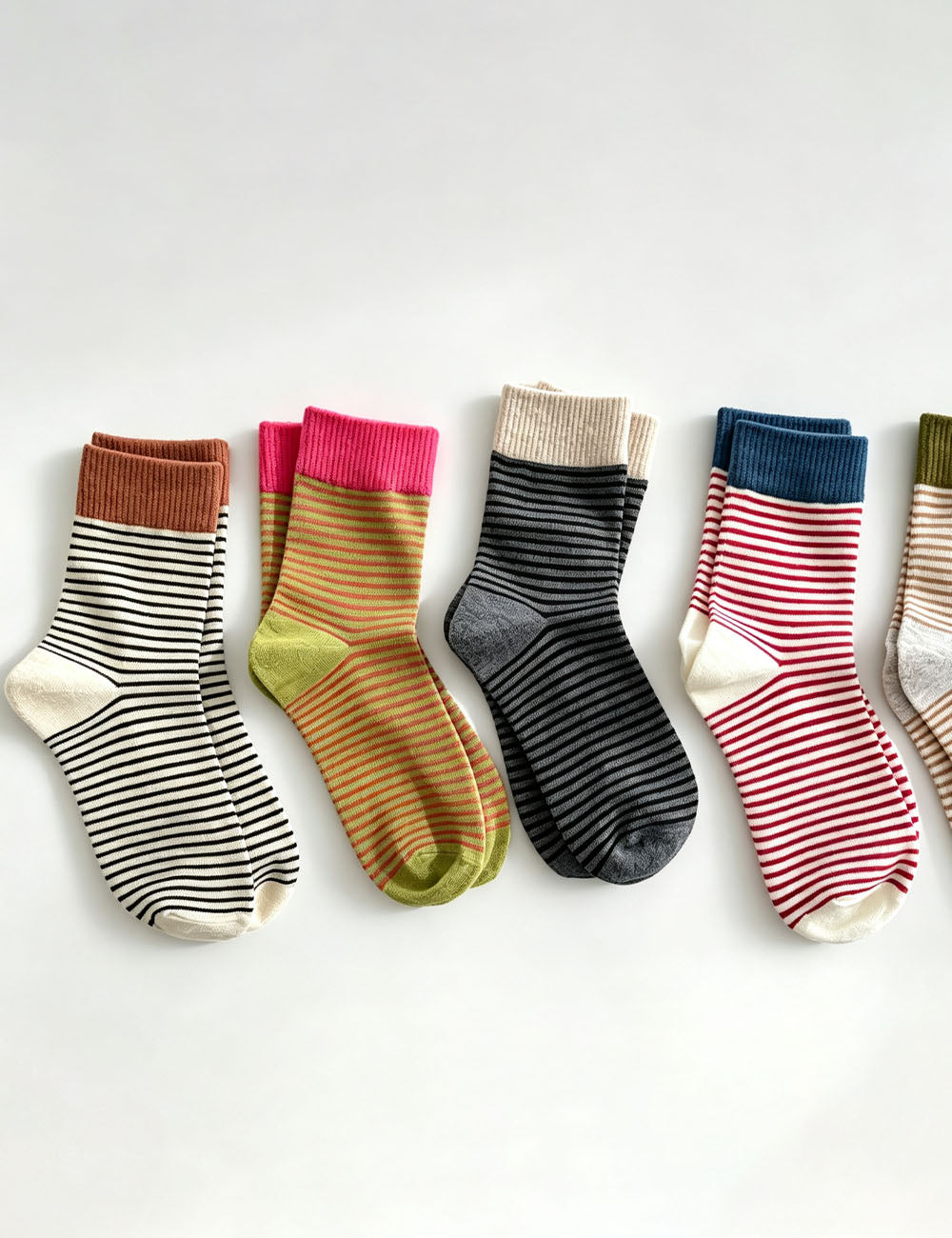 Striped Slouch Crew Socks - DippedShop Wholesale - #1315